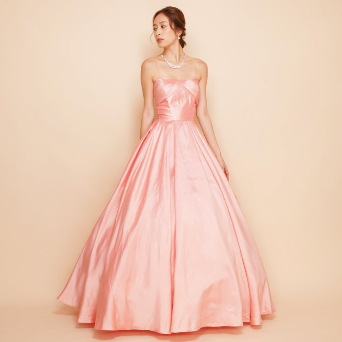 シルク ロングドレス ピンク-
