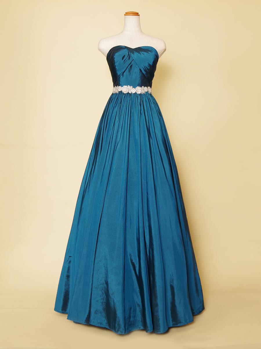 着丈138超美品！ピジューが美しいエメラルドブルーのドレス - ワンピース
