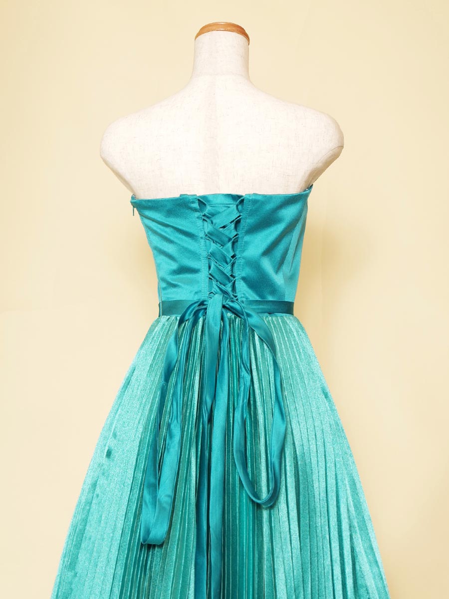 着丈138超美品！ピジューが美しいエメラルドブルーのドレス - ワンピース