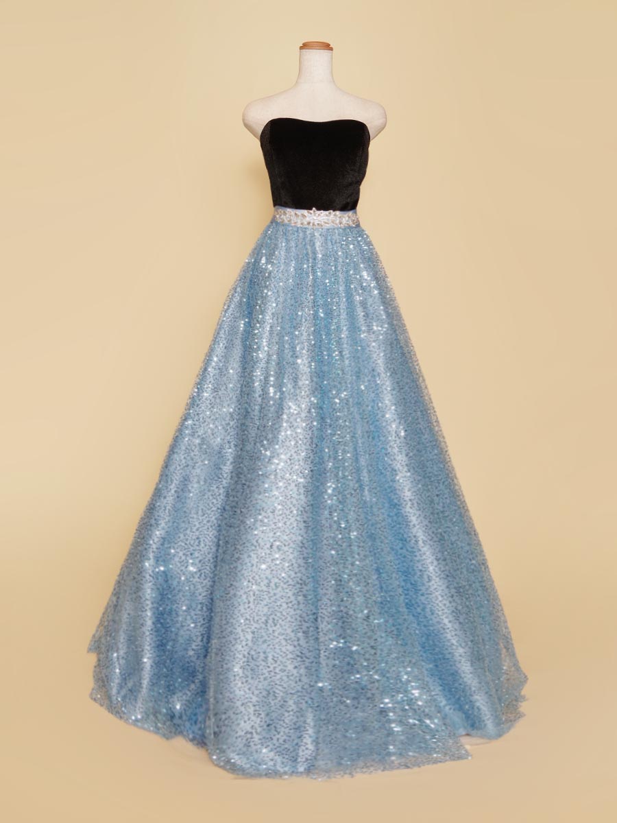 ドレスルームアミ ドレス　ブルーグレー＊スパンコール＊演奏会など ドレスルームアミ ドレス ブルーグレー＊スパンコール＊演奏会など